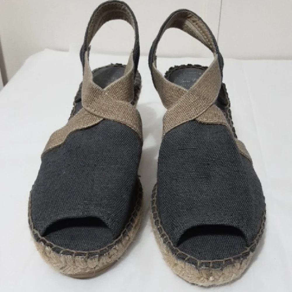 TONI PONS VERDI  Blue and Tan‎ Espadrille Wedge Sandals